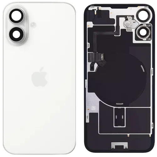 Replacement for IPHONE 16 PLUS WHITE BACK GLASS HOUSING W/STEEL - Quality Phone Parts in Sri Lanka
